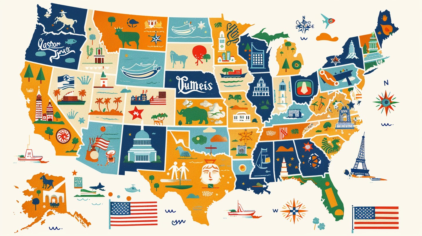 Colorful USA Map
