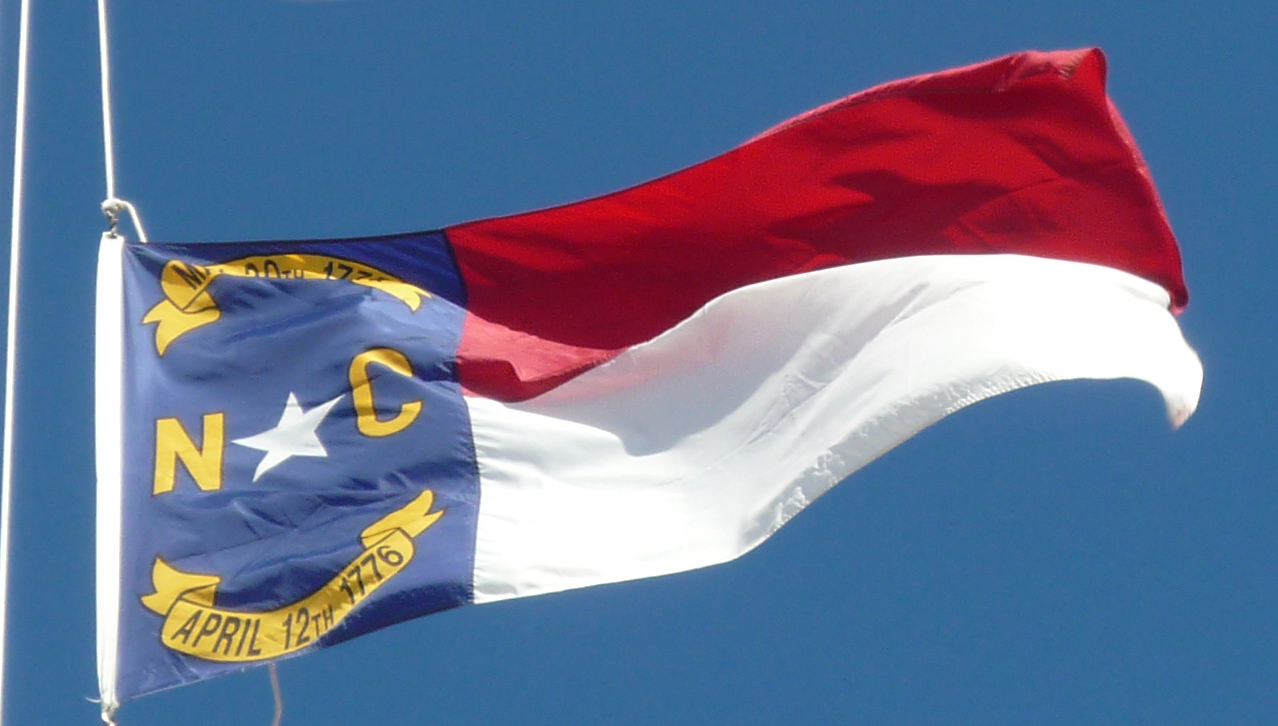 North carolina flag in state shape icon Royalty Free Vector