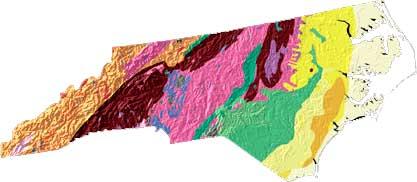 North Carolina geology and topography North Carolina geology and topography map
