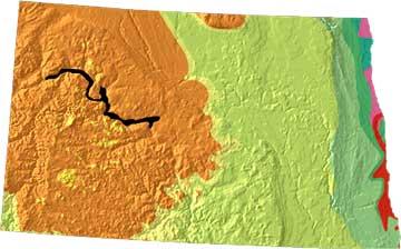 North Dakota map North Dakota geology and topography map