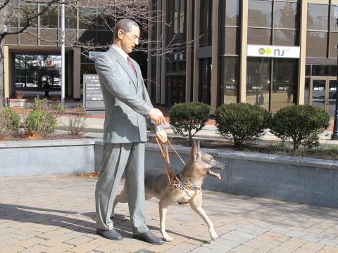 Statue of Morris Frank (co-founder of The Seeing Eye) and his seeing-eye dog Buddy Statue of Morris Frank (co-founder of The Seeing Eye) and his seeing-eye dog Buddy