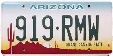 Arizona license plate Arizona license plate