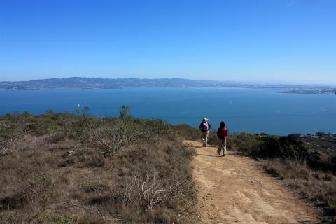 Hikers on Angel Island Hikers on Angel Island, California (Marin County)