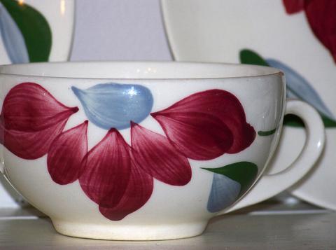 hand-painted porcelain cup Blue Ridge pottery: hand-painted porcelain cup