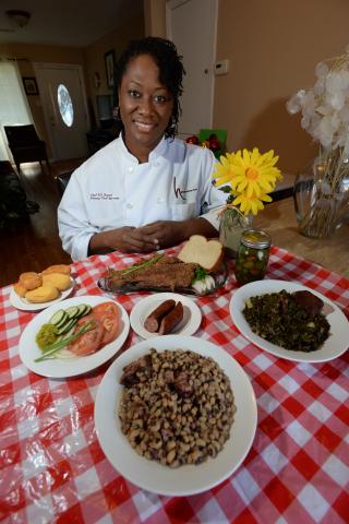Chef Hardette Harris with dishes from the North Louisiana state meal