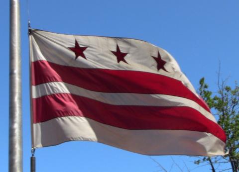 Flag of The District of Columbia waving in the breeze