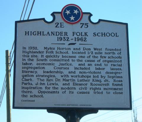 Highlander Folk School historic marker