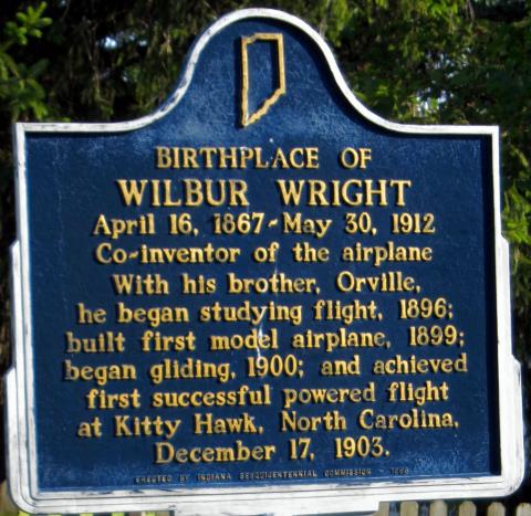 Historic marker in Henry, Indiana Historic marker in Henry, Indiana noting the birthplace of Wilbur Wright