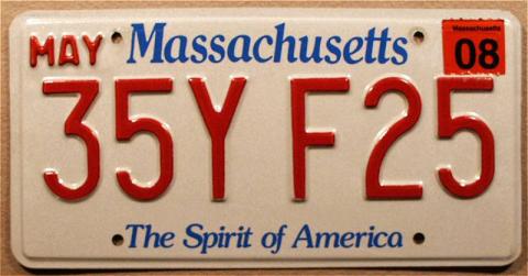 Massachusetts license plate