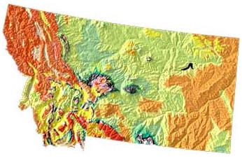 Montana geology and topography map