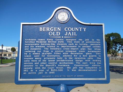 Histori marker, Hackensack, New Jersey Old Bergen County Jail historic marker, Hackensack, New Jersey