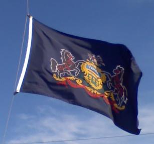 Waving Pennsylvania state flag