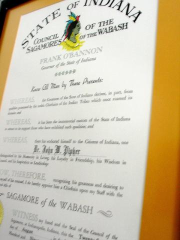 Sagamore of the Wabash award Sagamore of the Wabash award
