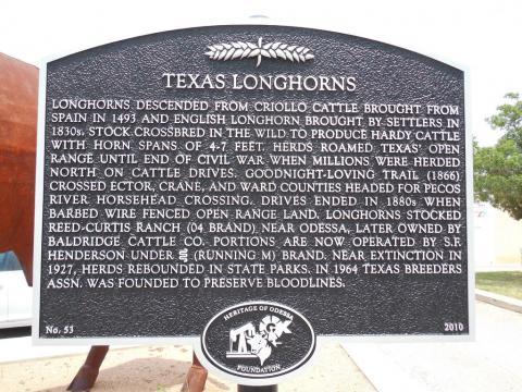 Texas Longhorn Historic Marker Texas Longhorn Historic Marker, Odessa, Ector County, Texas