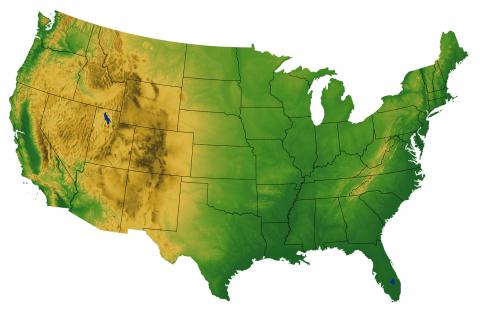 Terrain map of USA