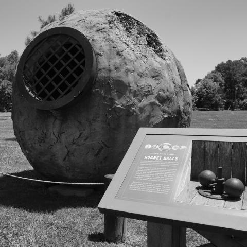 Hornet balls in Goldvein, Virginia; used to crush ore for gold mining in the late 19th and early 20th centuries