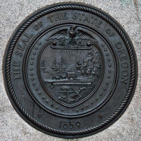 Oregon's seal Representation of Oregon's state seal in Portland, Oregon