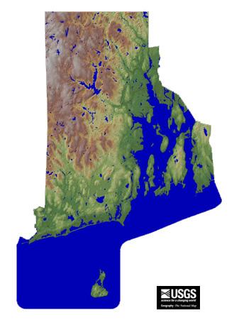 Rhode Island topography map