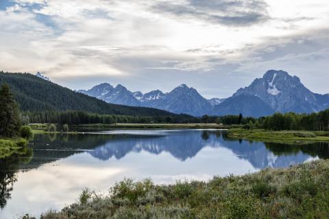 Grand Teton National Park, Wyoming Pristine lake and alpine terrain; Grand Teton National Park, Wyoming
