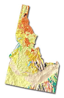 Idaho geology and topography map