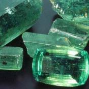 Cut and rough emeralds