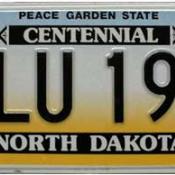 North Dakota license plate with state nickname (Peace Garden State)