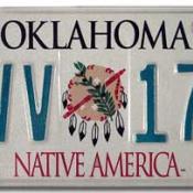 Green and white Oklahoma license plate