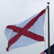 Flag of Alabama waving