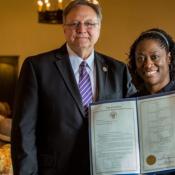 Chef Hardette Harris displays North Louisiana Official Meal Proclamation
