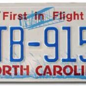 Blue and red North Carolina license plate