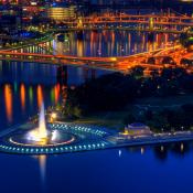Point State Park at night, Pittsburgh, Pennsylvania