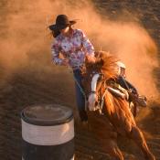 Barrel racer in a South Dakota rodeo