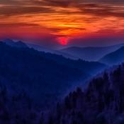Smokey Mountain sunset vista in Tennessee