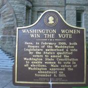 Washington Women Win the Vote - historic marker in Olympia, Washington