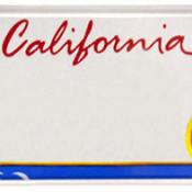 Blue and gold California license plate. 