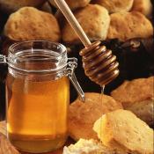 Honey dripping on biscuits