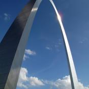 Gateway Arch on the Mississippi River in St. Louis, Missouri.