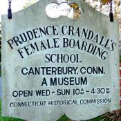 Sign at Prudence Crandall's female boarding school in Canterbury, CT