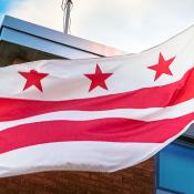 District of Columbia flag flying at elementary school