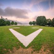 Outline of Fort Duquesne / Fort Pitt at Point State Park