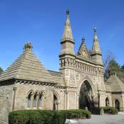 Gateway made of Roxbury puddingstone
