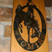 Bucking Horse and Rider plaque at Jackson Lake Lodge, Grand Teton National Park, Wyoming 