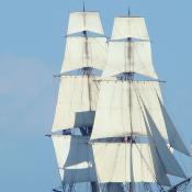 Tall ship Niagara under full sails on Lake Erie
